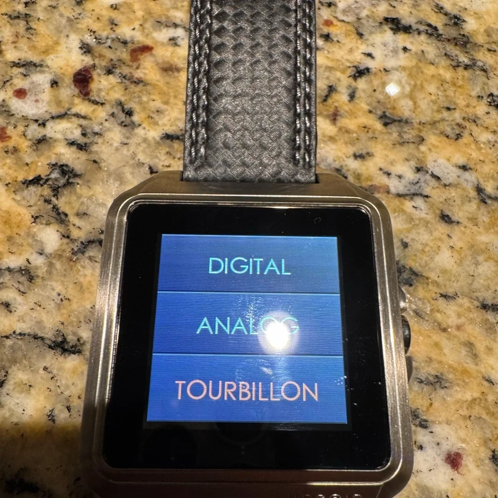 Smartwatch with Black Strap and white stitching